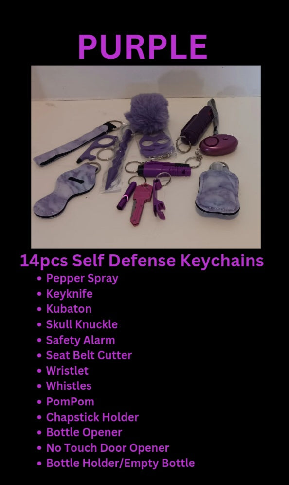14pcs Purple Self Defense Keyknife Set