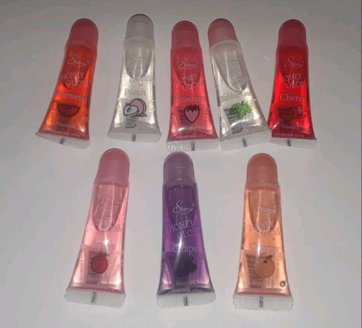 Starry Honey Crystal Lip Gloss Set - All 8 PCs! with Vitamin E, moisturize lips