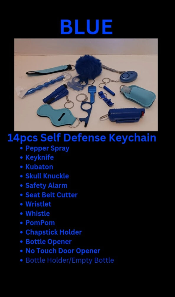 14pcs Blue Self Defense Keyknife Set