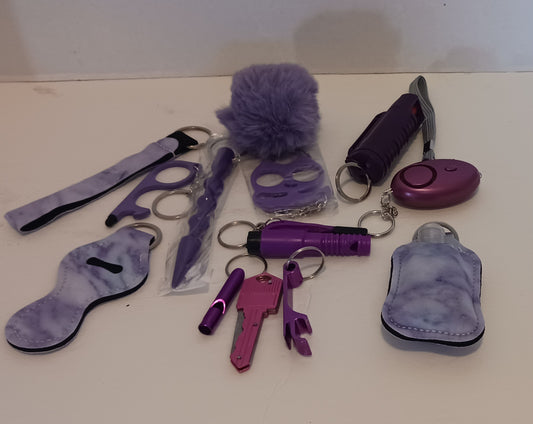 14pcs Purple Self Defense Keyknife Set
