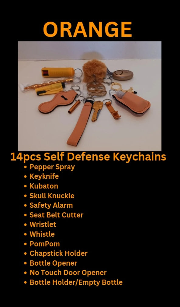 14pcs Orange Self Defense Keyknife Set