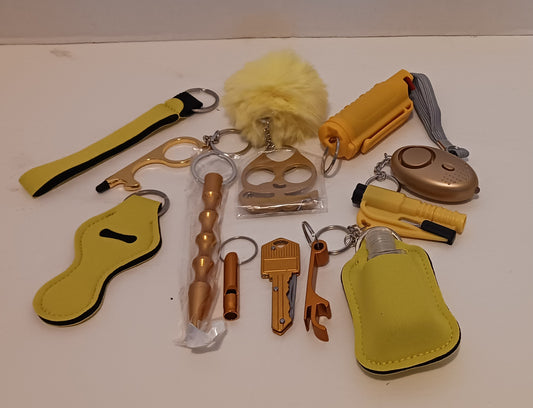 14pcs Yellow Self Defense Keyknife Set